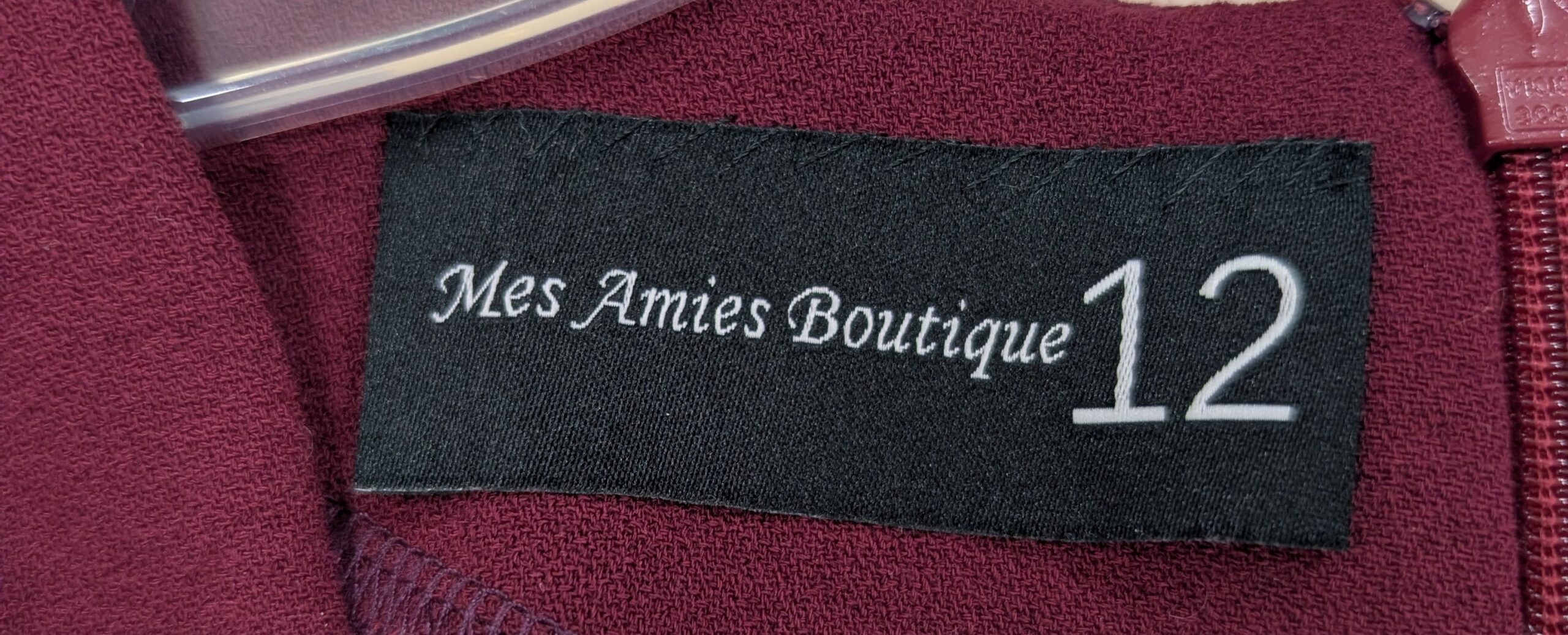 Mes Amies Boutique Vintage Maroon Dress w Slim Belt Size 12 - Image 3