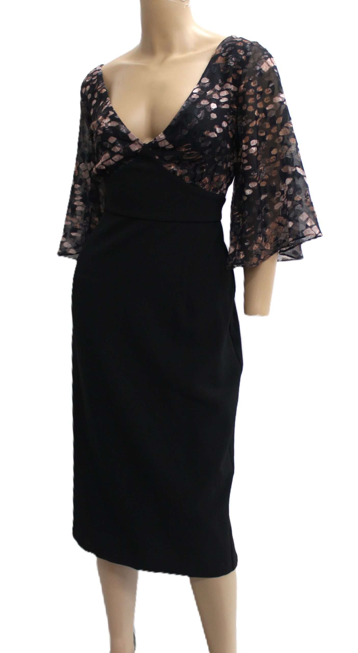 Mes Amies Boutique Black Sheer Top w Lining Dress Size 10 - Image 3