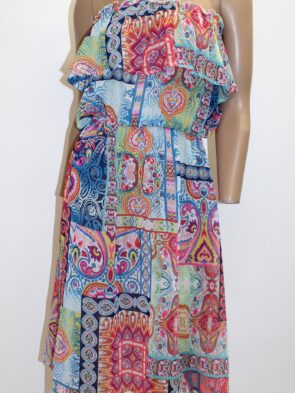 Into The Blue Vintage Multicolor Strapless Dress Size  M