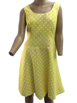 Kasper Vintage Dress w Yellow & White Dot Design Size 12P