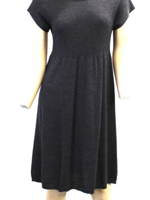 Eileen Fisher Charcoal Gray Short Sleeve Knit Dress Size M