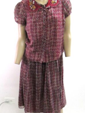 Cynthia Steffe Vintage Multicolor Dress w Bead Designs Size 6