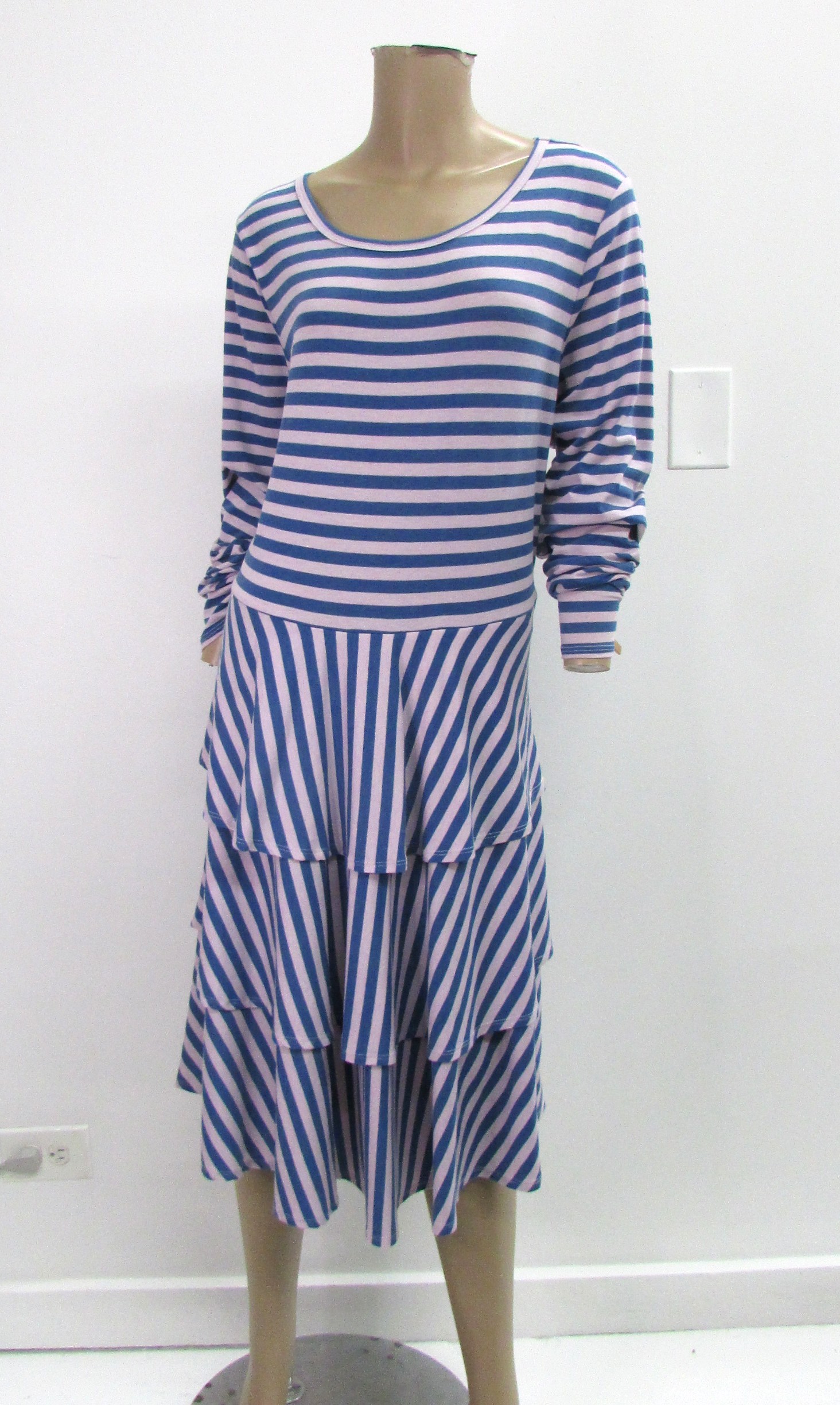 LulaRoe Striped Purple Ruffled Long Sleeve Dress Size 3X
