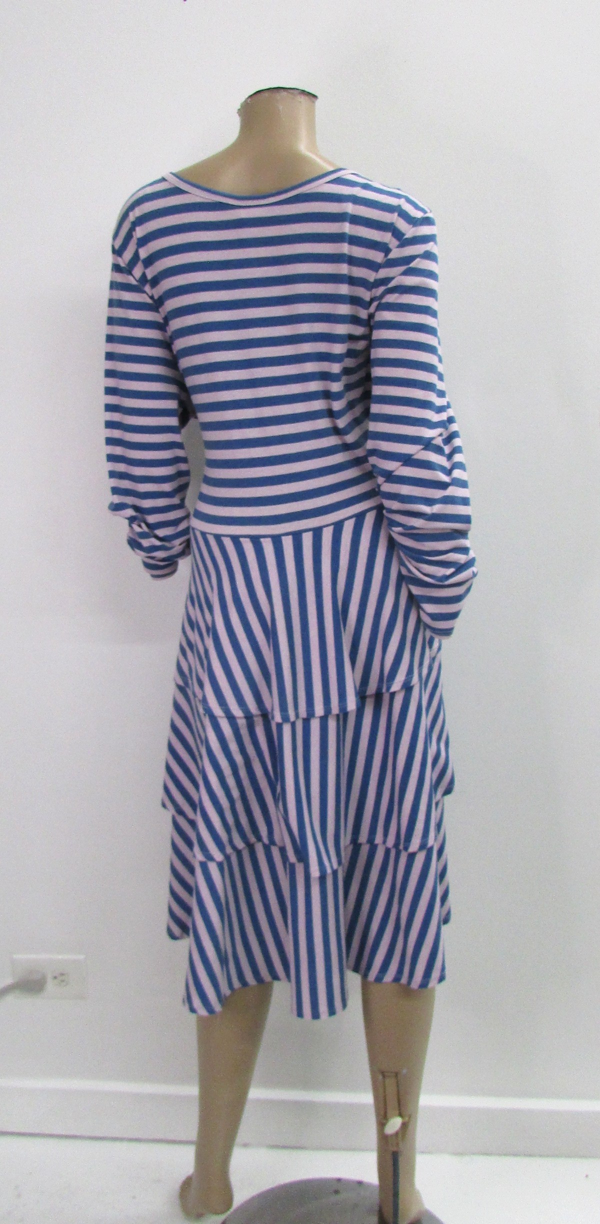 LulaRoe Striped Purple Ruffled Long Sleeve Dress Size 3X - Image 3