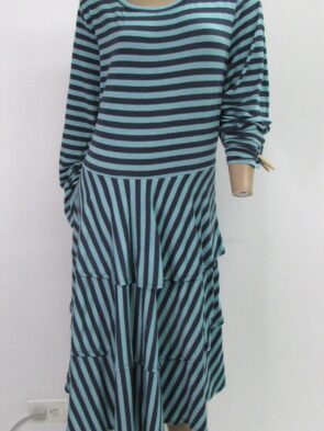 LulaRoe Striped Blue Ruffled Long Sleeve Dress Size 3X