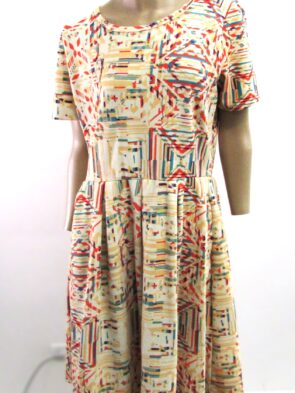 Lula Roe Vintage Multicolor Dress w Cap Sleeves Size 2XL
