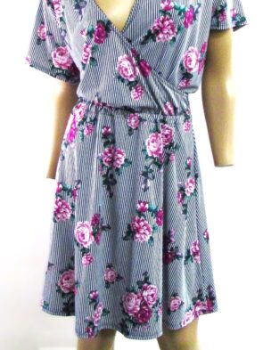 Charlotte Russe Vintage Dress w Stripes & Floral Print Dress Size 1X