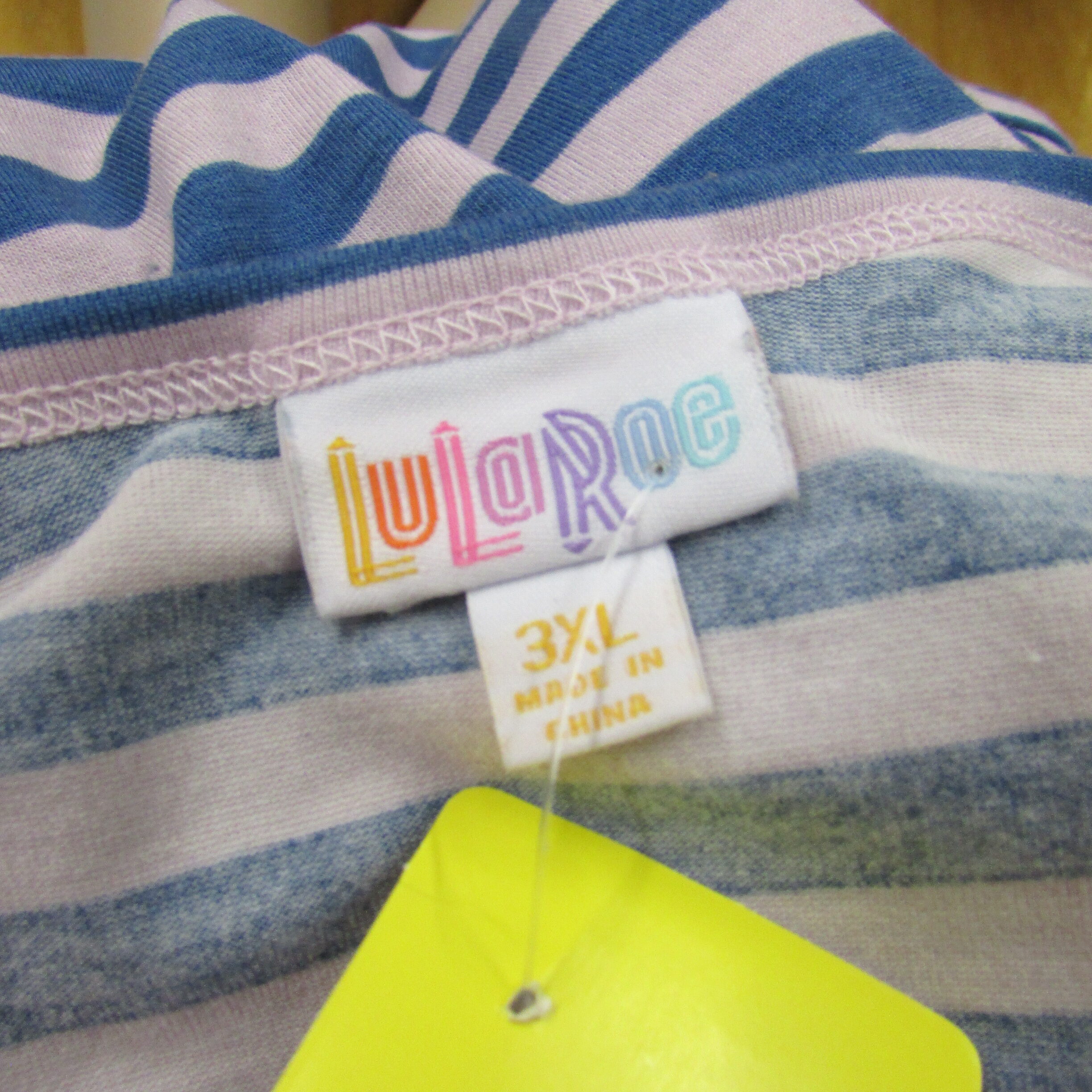 LulaRoe Striped Purple Ruffled Long Sleeve Dress Size 3X - Image 2