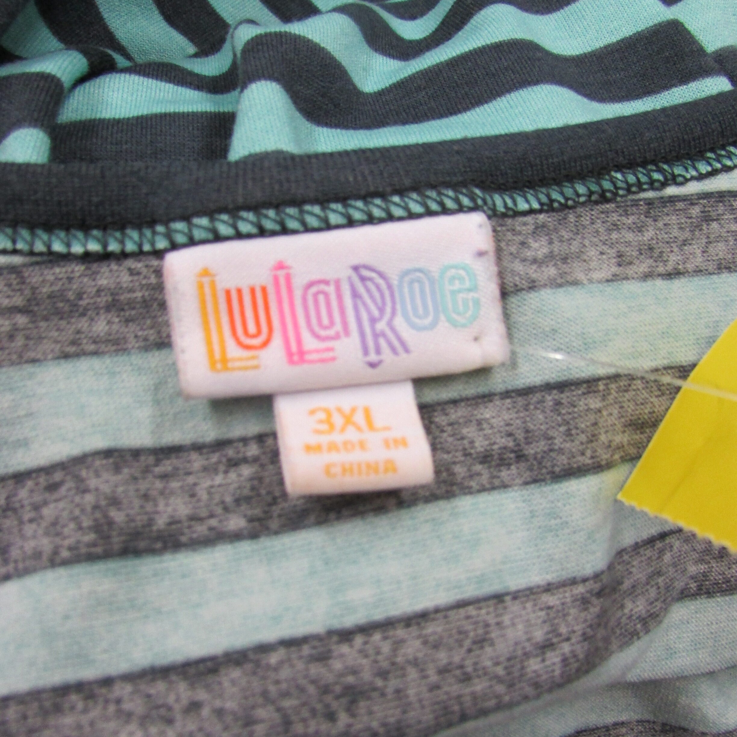 LulaRoe Striped Blue Ruffled Long Sleeve Dress Size 3X - Image 2