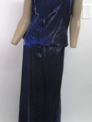 Alex Evenings Two Piece Top & Skirt w Blue Metallic Appearance Size 8, NWT