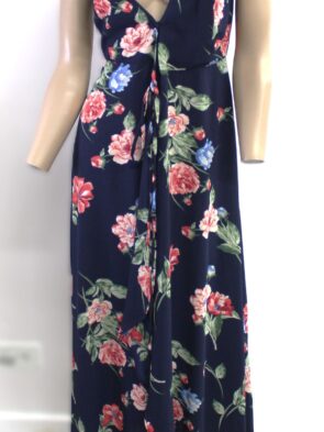 Trac Vintage Blue w Floral Print Sleeveless Dress Size M
