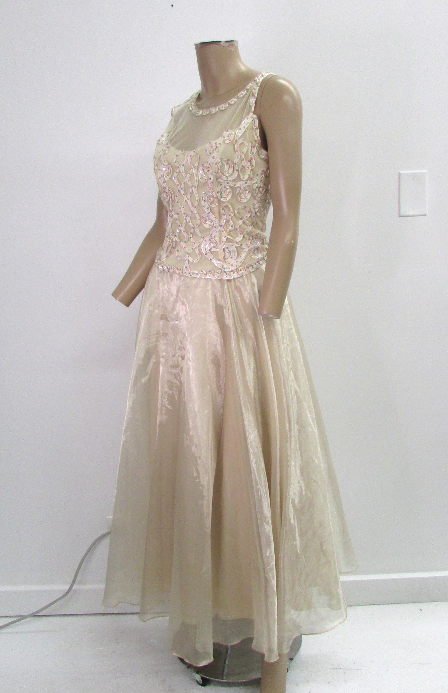Poly USA Nude Vintage Y2K Prom Gowns Size S - Image 3