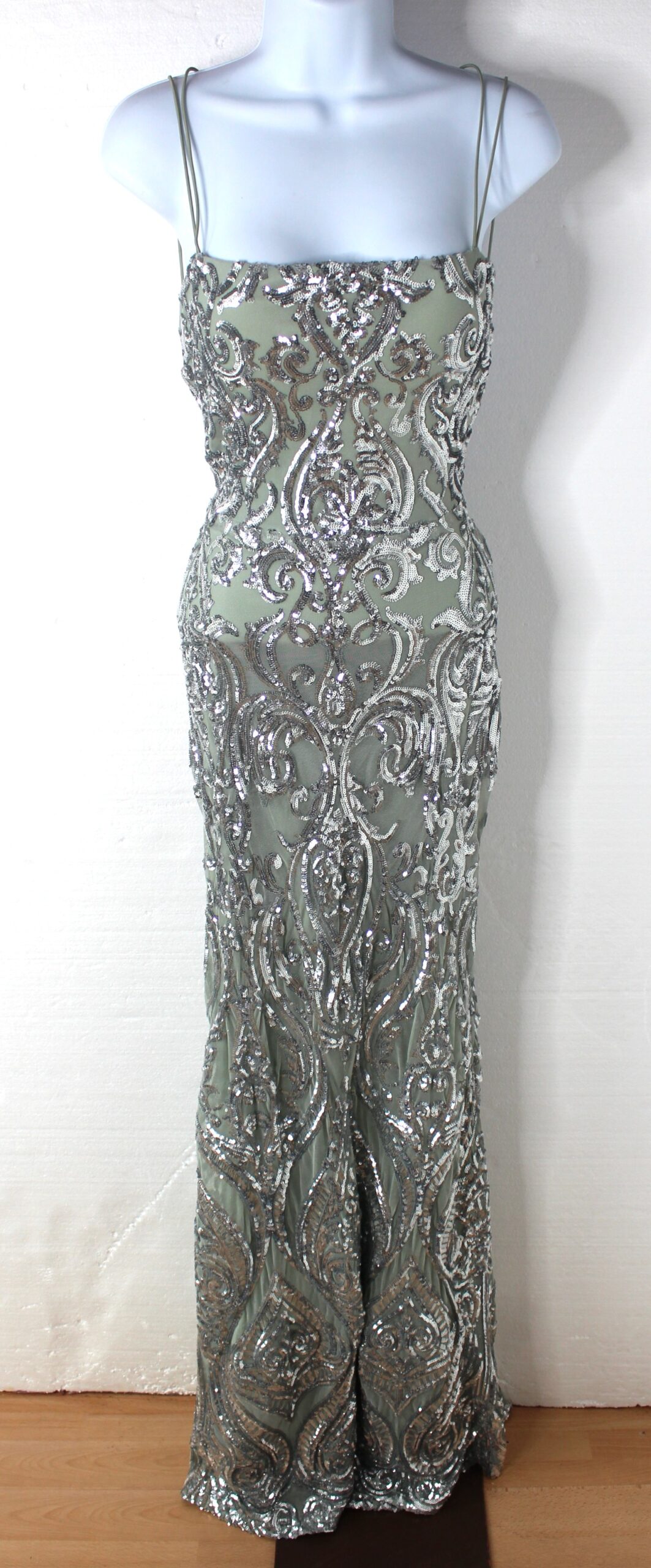 B Darlin Sage Green Sequins Gown Size 9/10