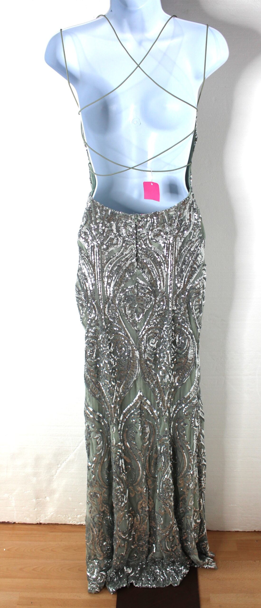 B Darlin Sage Green Sequins Gown Size 9/10 - Image 2