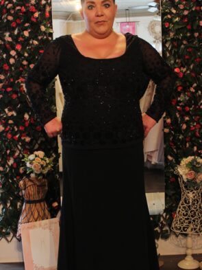 Daymor Couture Black LS Gown Size 16