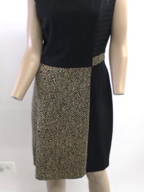 Nine West Vintage Black & Gold Sleeveless Dress Size 8