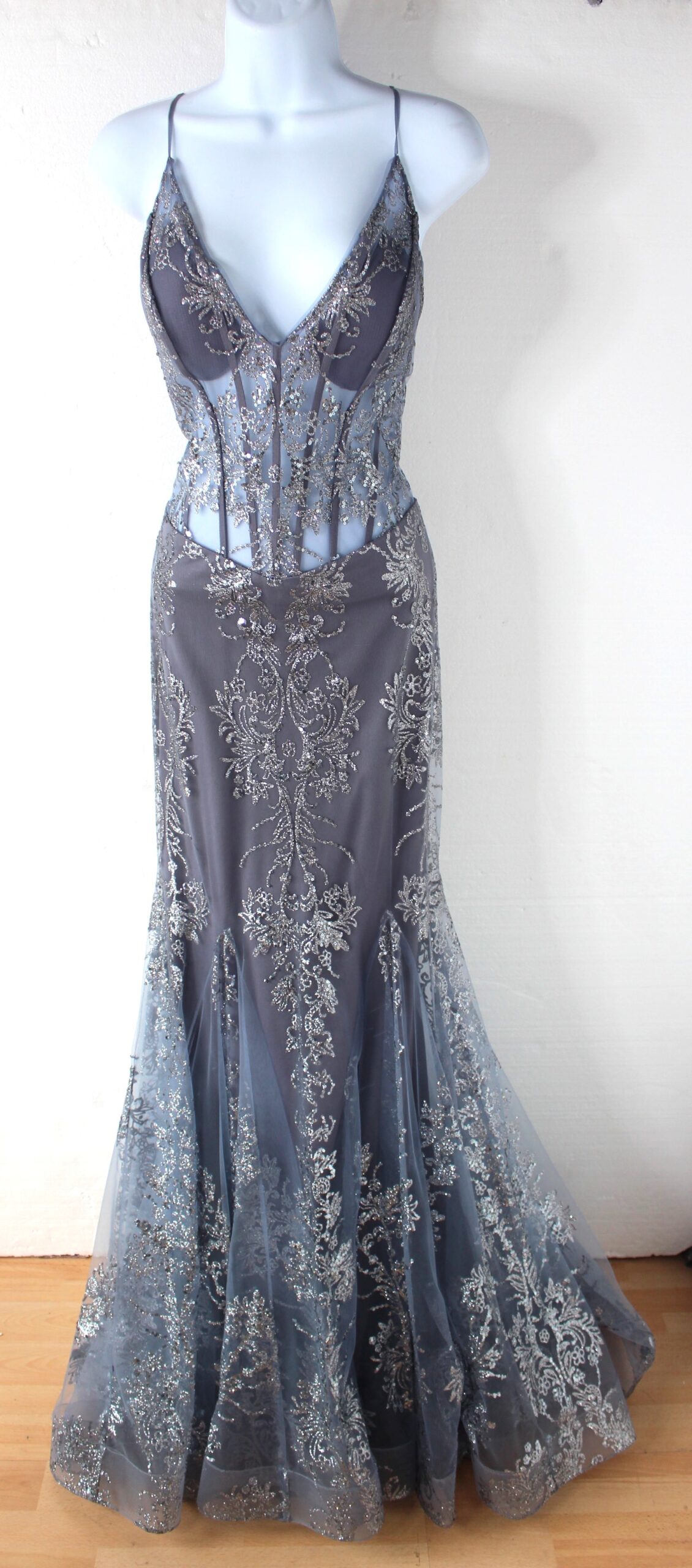 Jovani Dark Lilac Sequin Mermaid Fit Gown Size 8