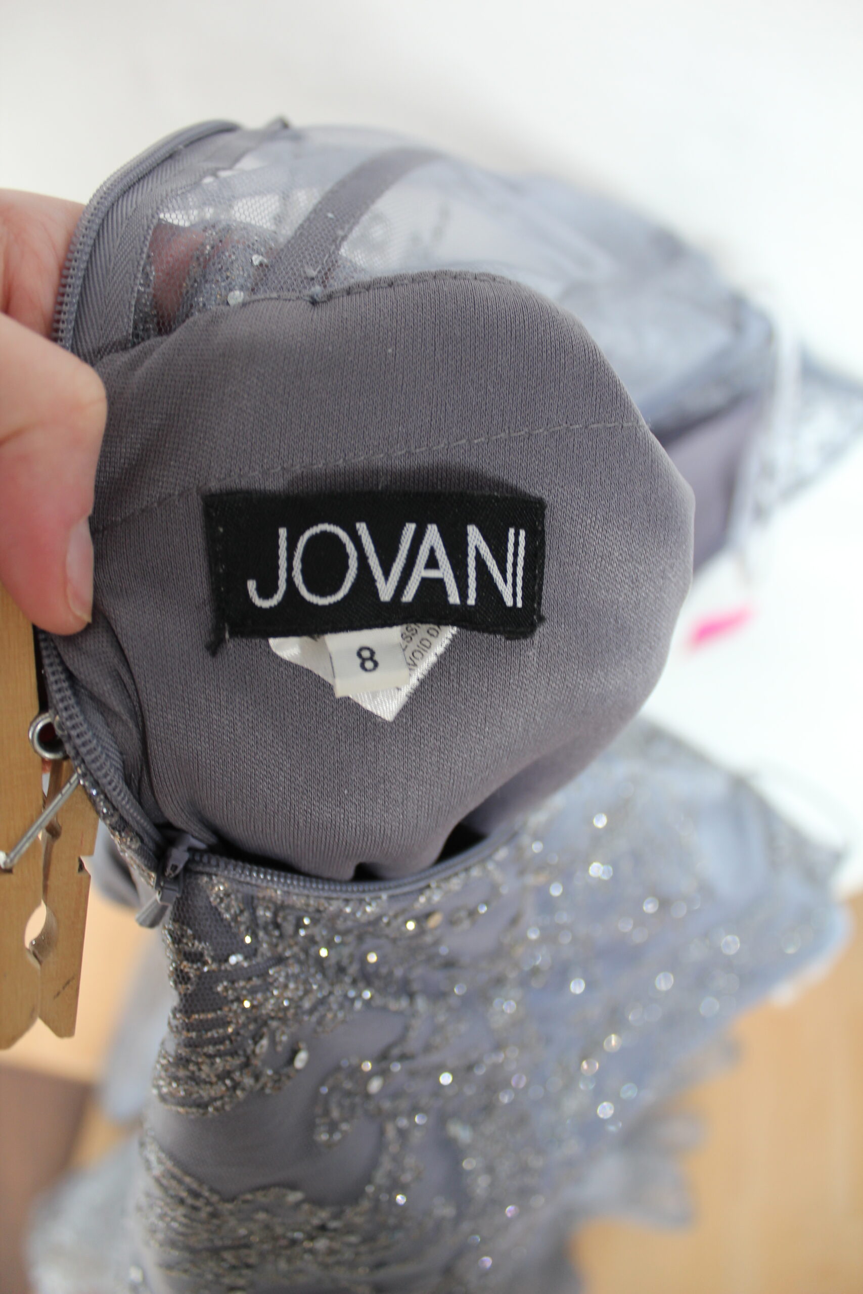 Jovani Dark Lilac Sequin Mermaid Fit Gown Size 8 - Image 3