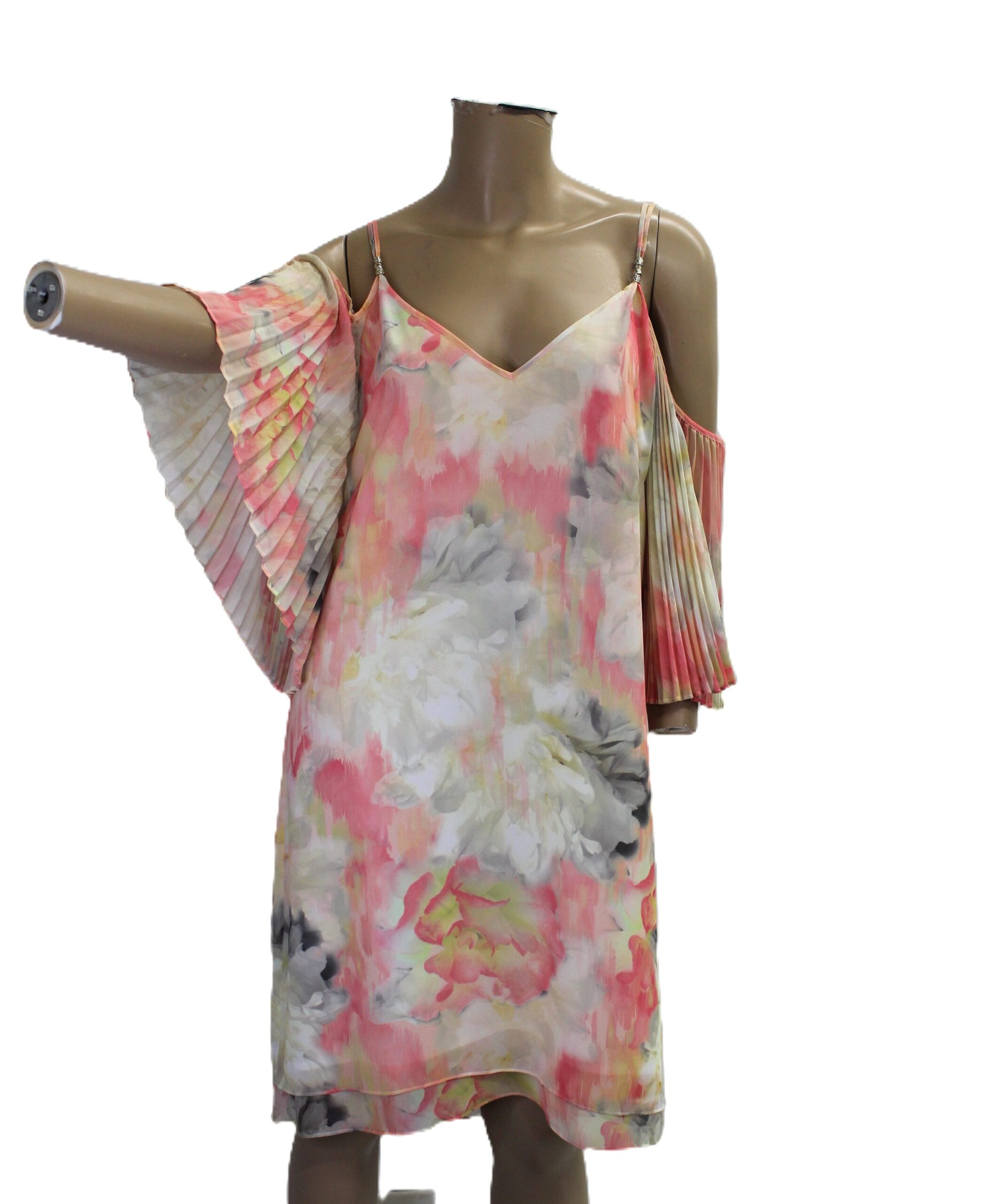 White House Black Market Multicolor Spaghetti Strap w Sleeves Dress Size 12