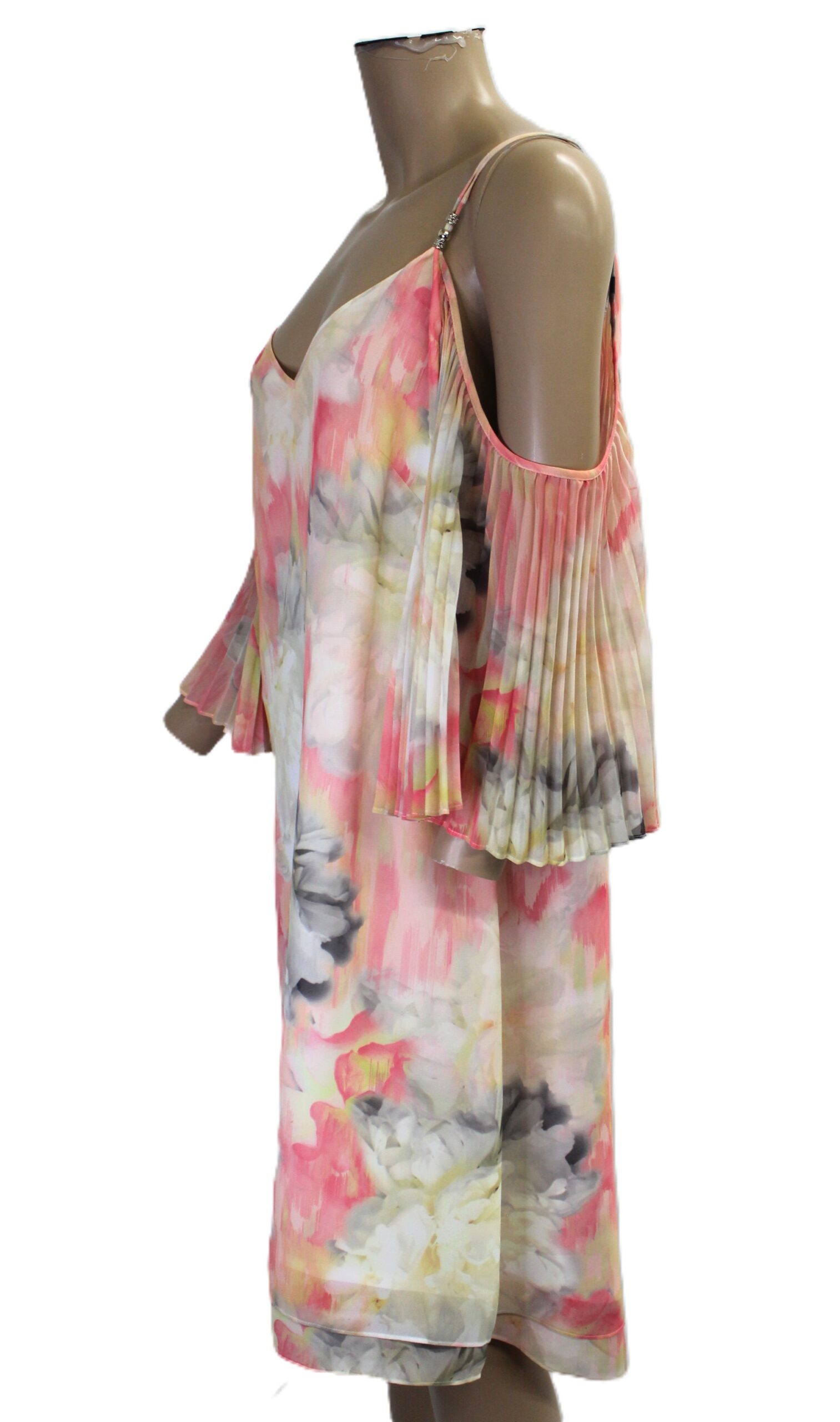 White House Black Market Multicolor Spaghetti Strap w Sleeves Dress Size 12 - Image 4