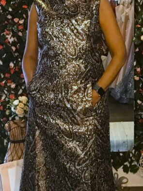 Dynasty, Vintage Tapestry Multi Color Sleeveless Gown Size 14