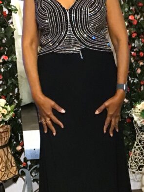 Blush Prom, Black Sleeveless Beaded Gown Size 12