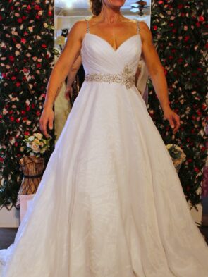 Mori Lee by Madeline Gardener White Puffy Brodal Gown Size 12