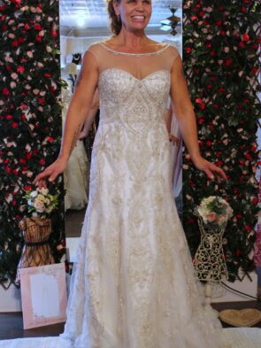 Casablanca Bridal "Lavender" Candlelight Ivory Silver Beaded Gown Size 12