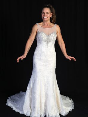 David Tutera Lace Tulle over Satin Ivory Bridal Gown Size 8