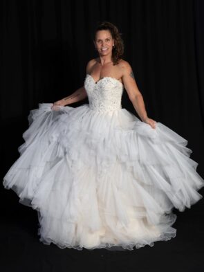 David Tutera Ivory Soft Satin w Beaded Top Size 8