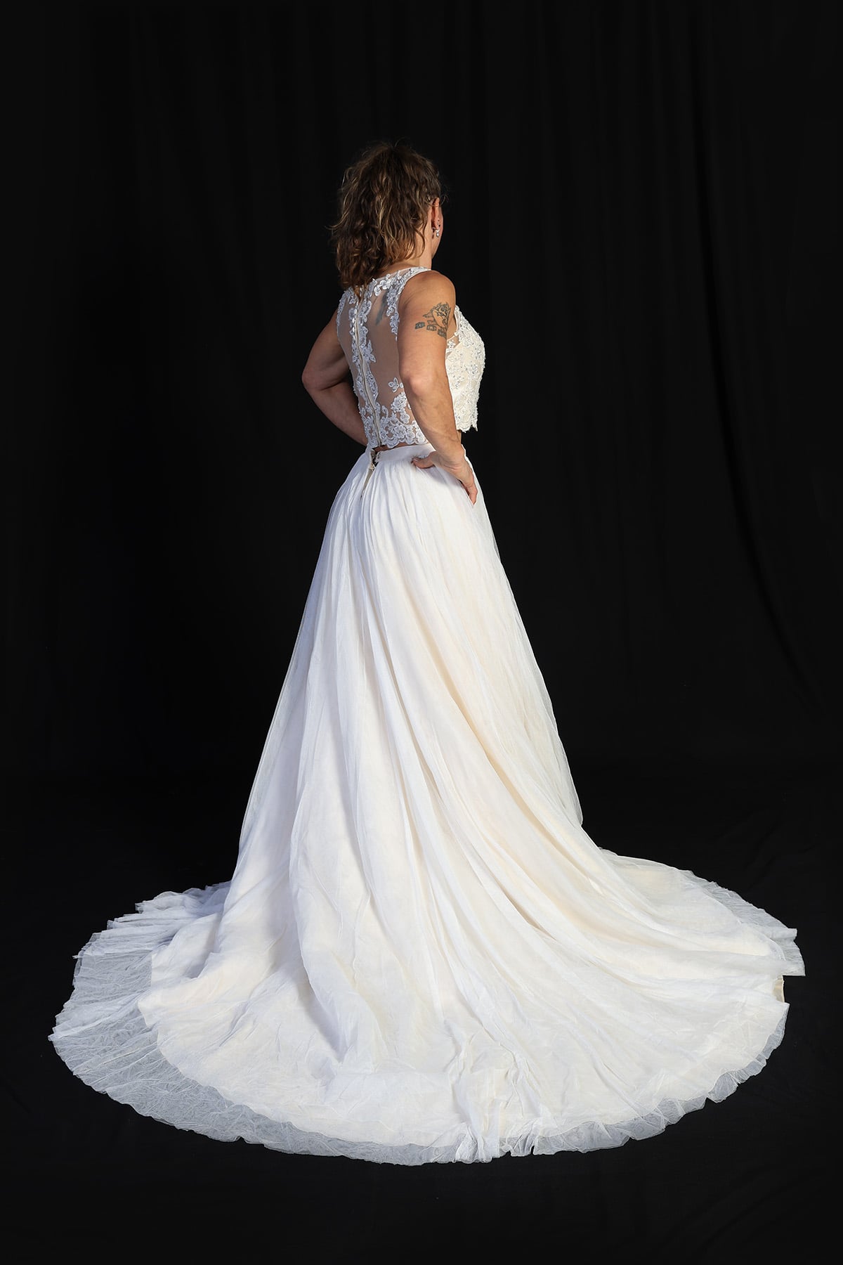 Mori Lee Madeline Gardner Ivory Light Gold 2 Piece Bridal Set Size 10 - Image 3