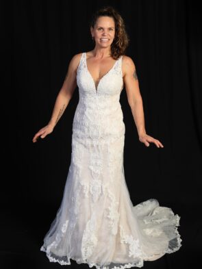 Essense of Australia Ivory Lace Over Maple Crepe Size 12