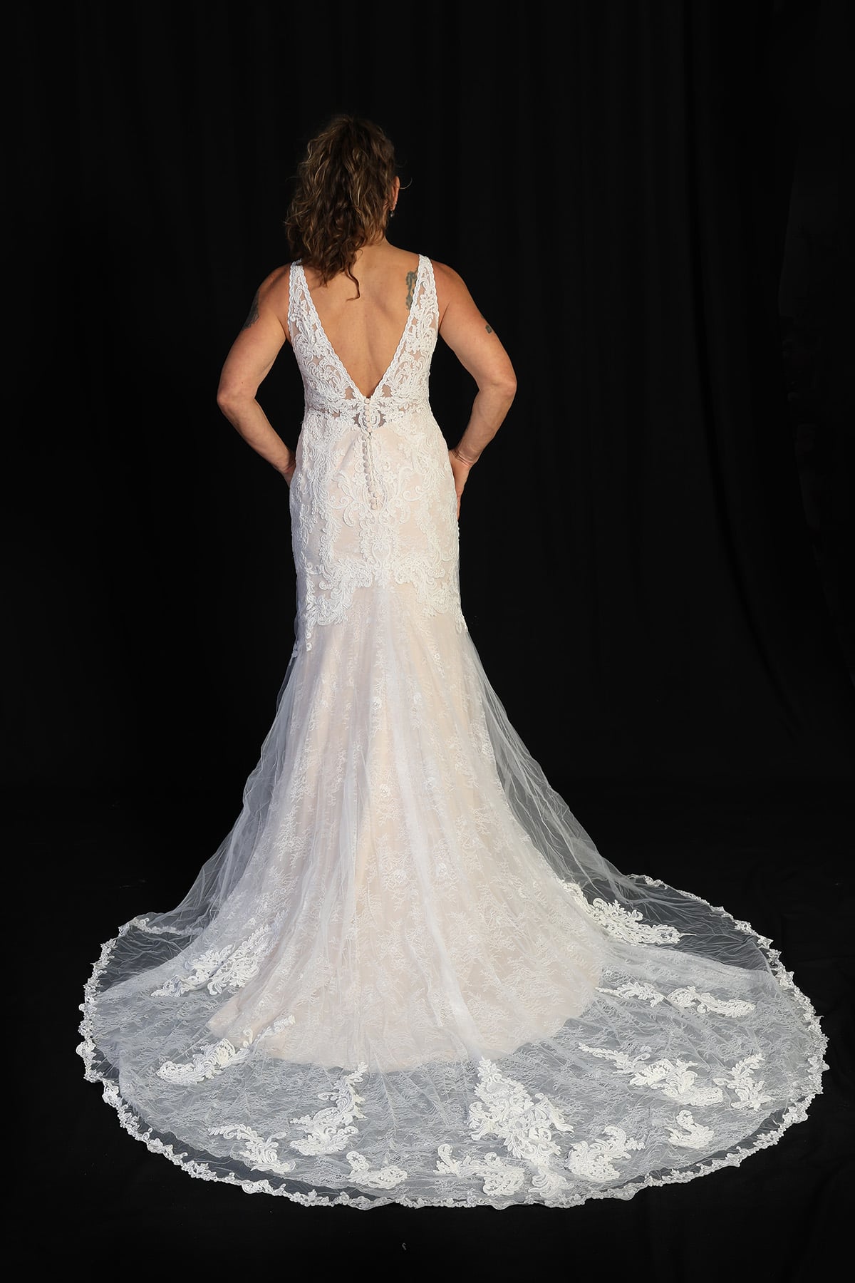 Essense of Australia Ivory Lace Over Maple Crepe Size 12 - Image 2