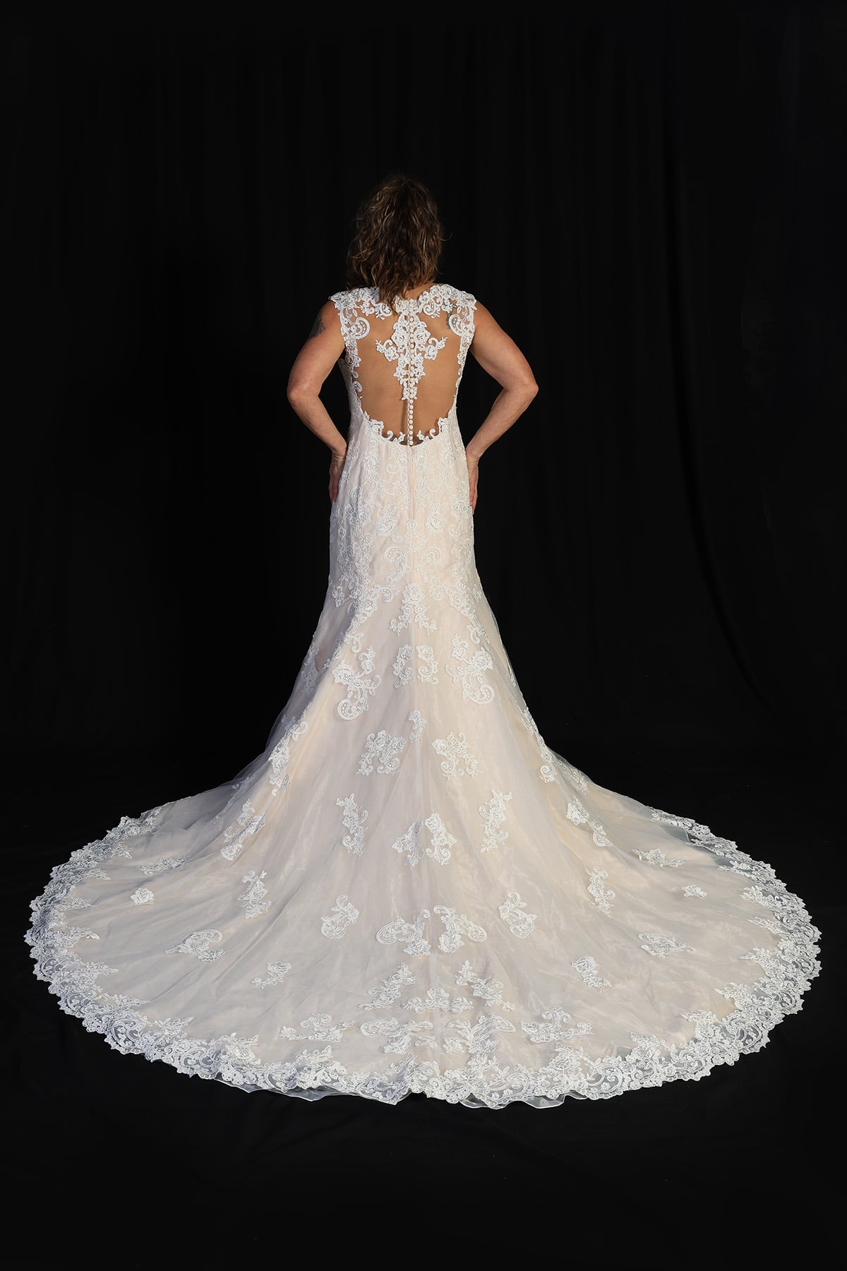 Essense of Australia Ivory Lace Over Maple Crepe Size 12 - Image 2