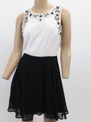 As U Wish Black and White Beaded Evening Dress Size 3