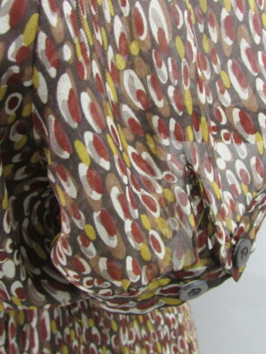 Brooks Brothers Women Vintage 100% Sillk Multi Color Belted Dress Size 14