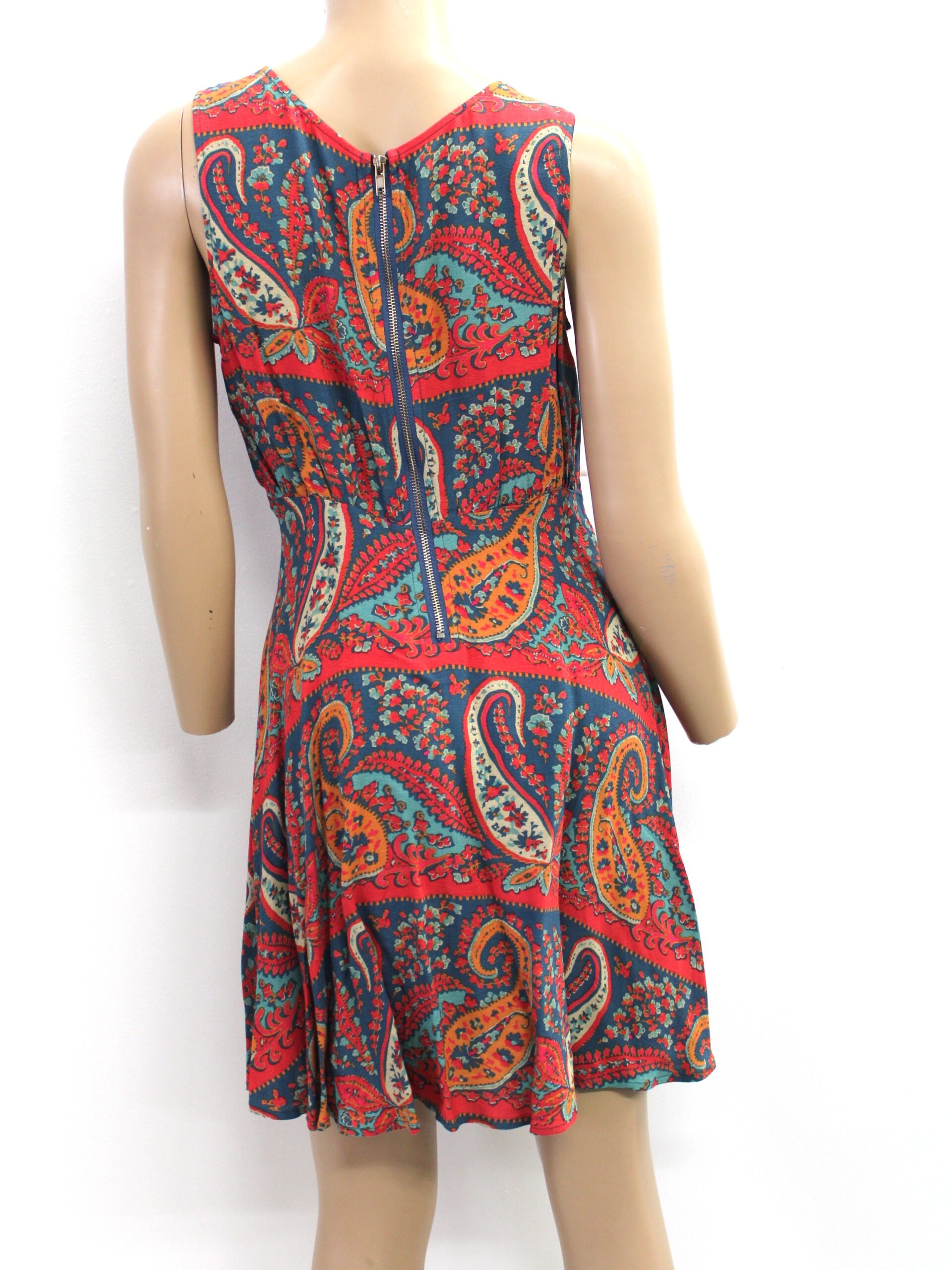 Free People Bohemian Red and Blue Dress Size 4 - Image 3