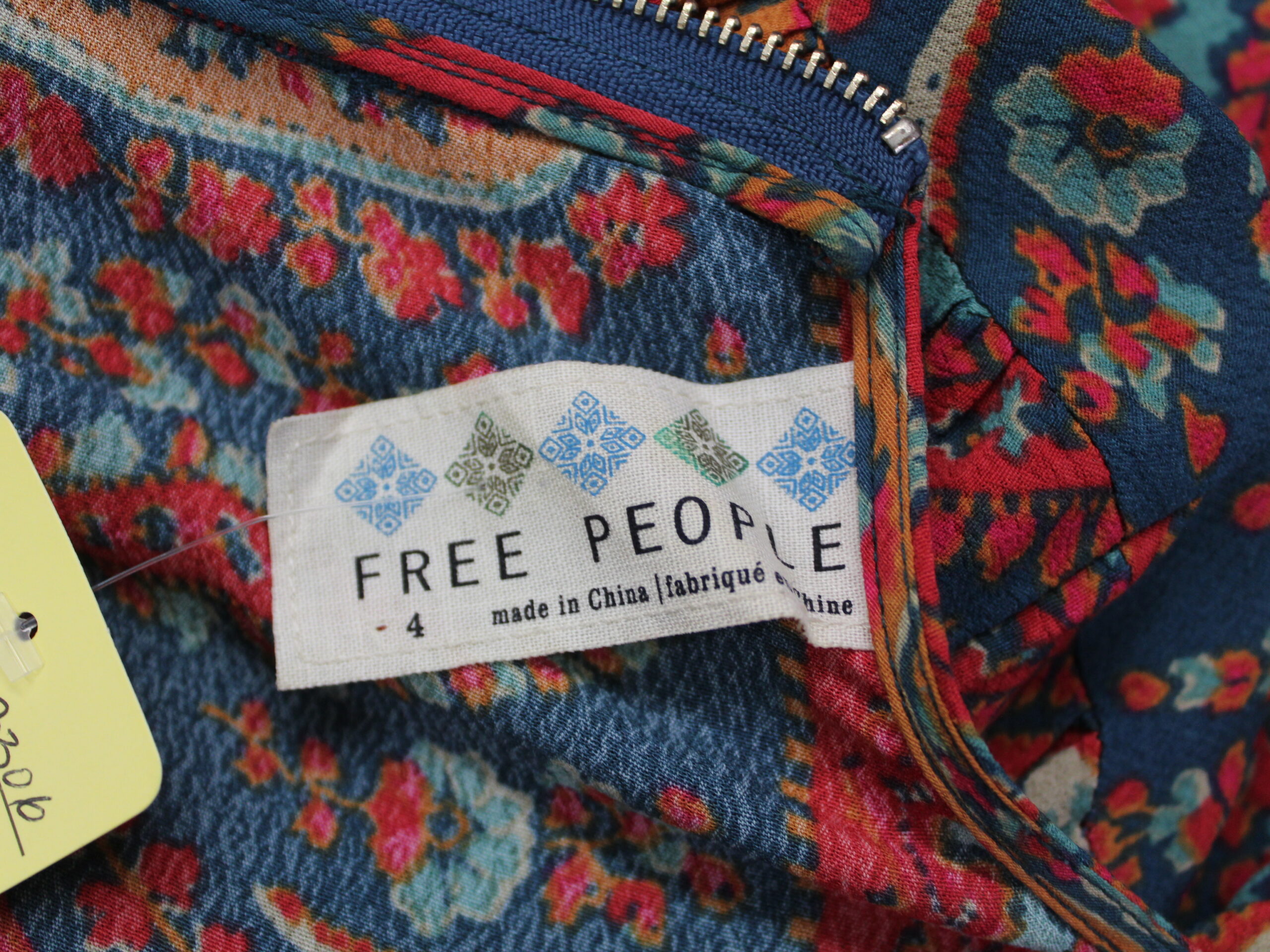 Free People Bohemian Red and Blue Dress Size 4 - Image 4
