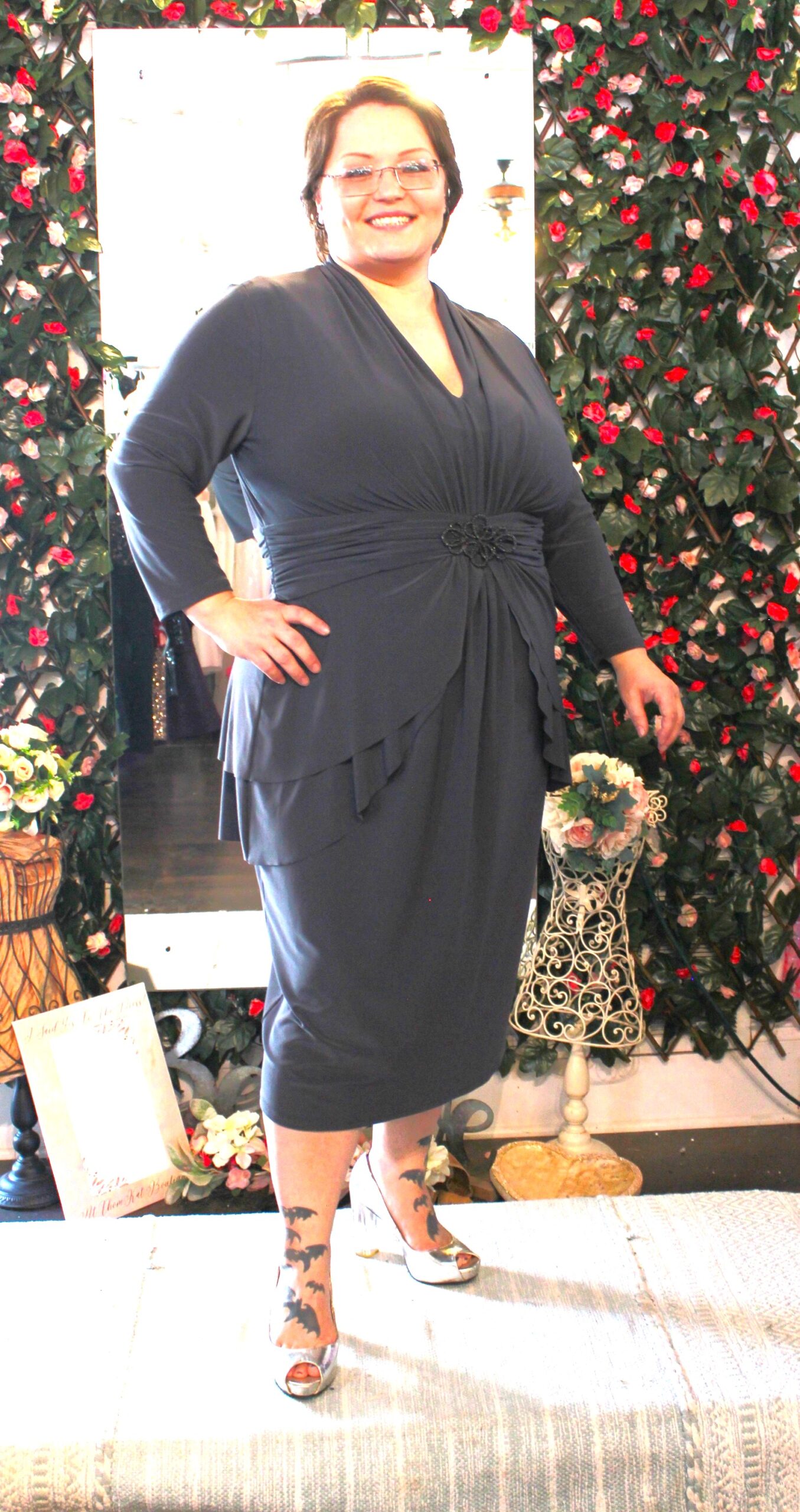 Jones New York Dress Woman, Charocal Gray Dress, 3/4 Sleeves Size 16W