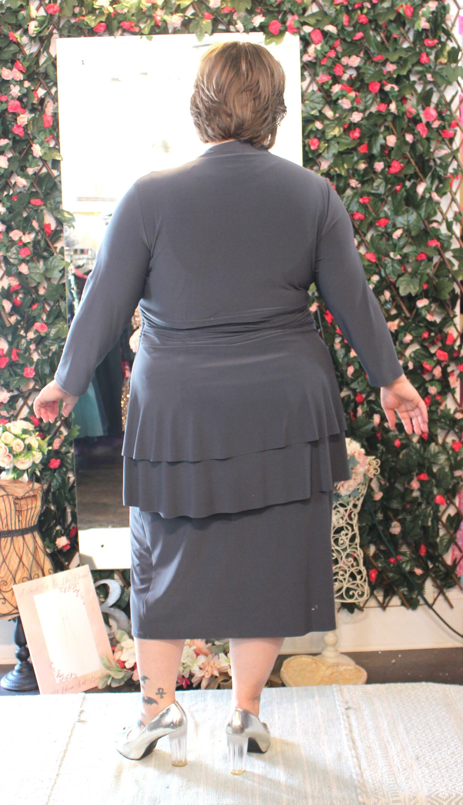 Jones New York Dress Woman, Charocal Gray Dress, 3/4 Sleeves Size 16W - Image 3