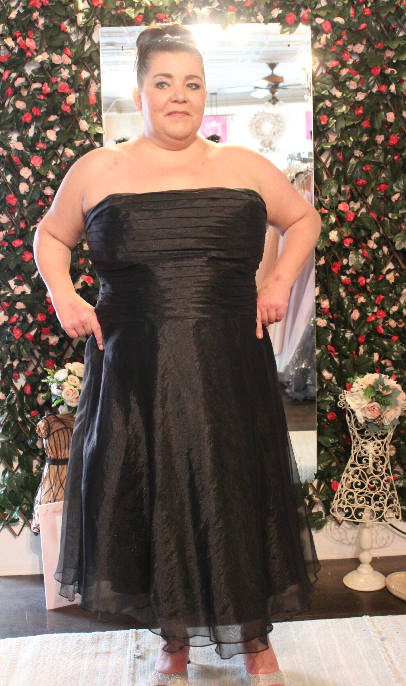 Bari Jay Women Black Strapless Dress, A-line Curvy Diva Size 20W