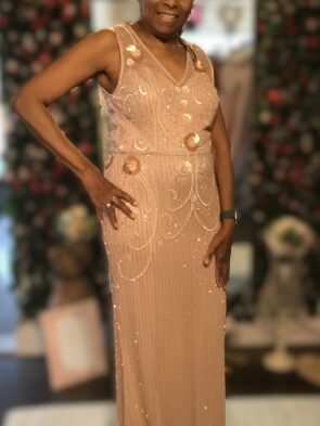 BHLDN Peach Floral Beaded Gown Size 12