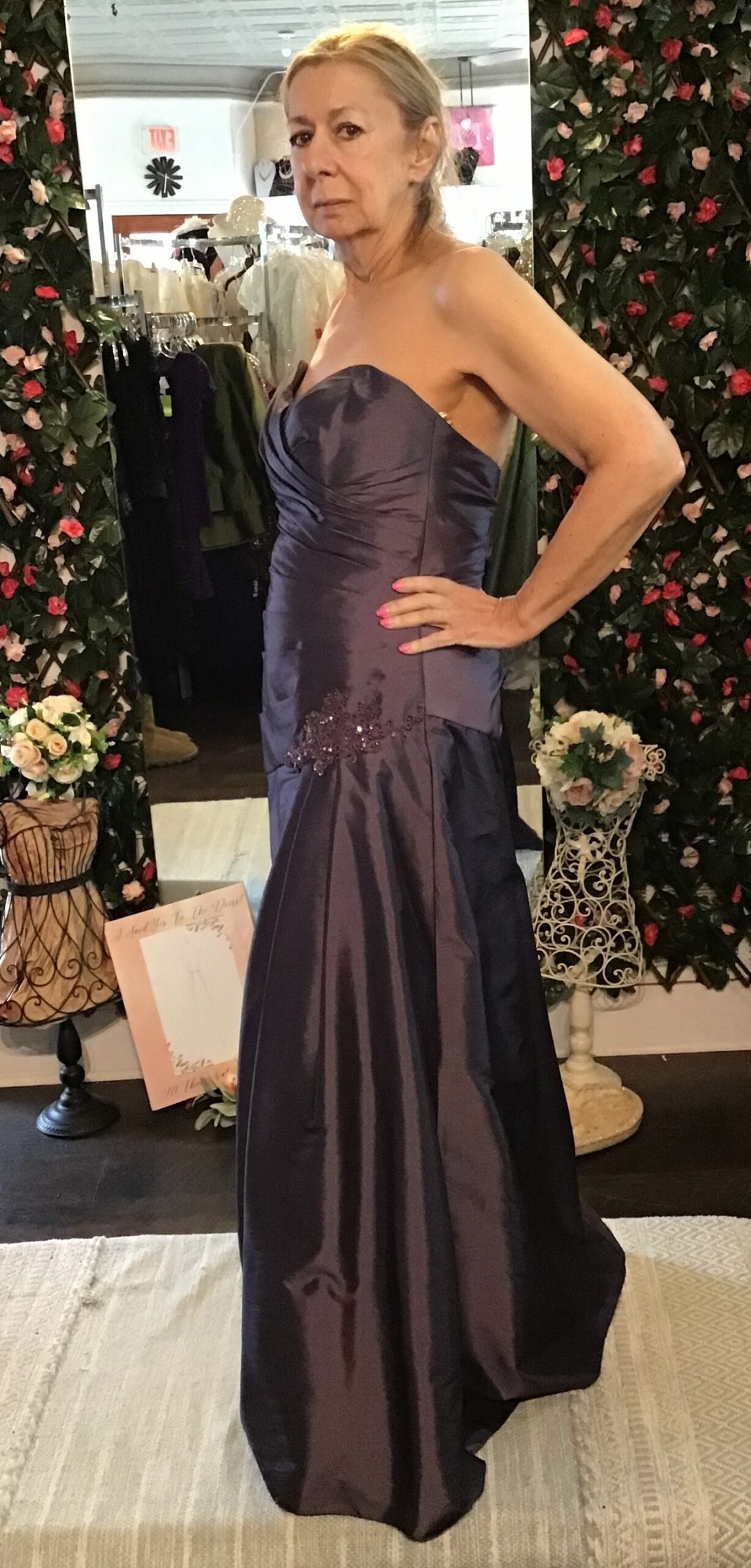 Jade Couture Plum Strapless Gown Size 8 - Image 3