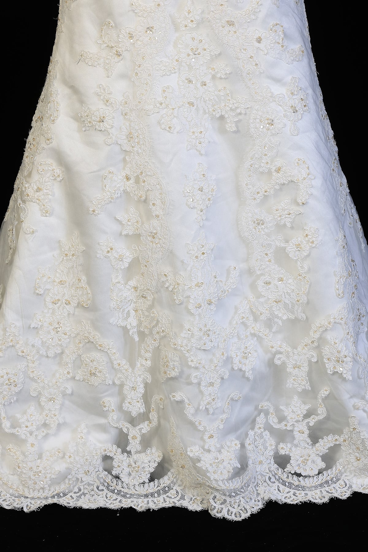 Casablanca Bridal Ivory Lace w Silver Jeweled Bridal Gown Size 11 - Image 4