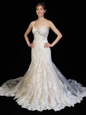 Essence of Australia Ivory Lace Beaded Gown Size 10