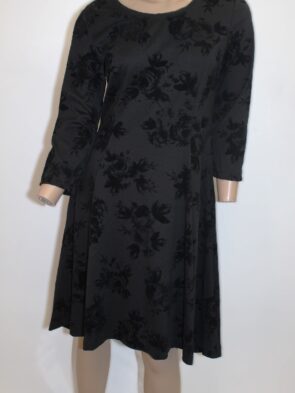Simply Vera Vintage Black Dress w Velvet Floral Patern Size S