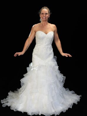 Jasmine Collection White Layered Fluffy Bridal Gown Size 12