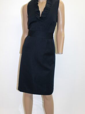 Ann Taylor Navy Blue Vintage Dress w Textured Fabric Size 8