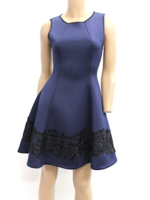 Francesca's Vintage Sleeveless Dress w Black Crocheted Design Size S