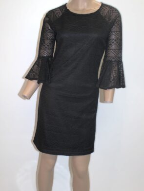 Ya Los Angeles Vintage Black Lace Three-quarter Length Bell Sleeves Size M